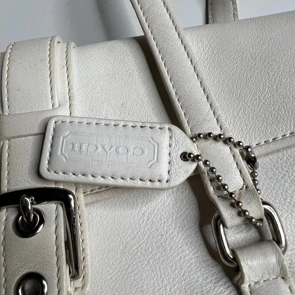 Vintage‎ Coach Hampton White Leather Satchel Purse #9267 – Structured Top Handle